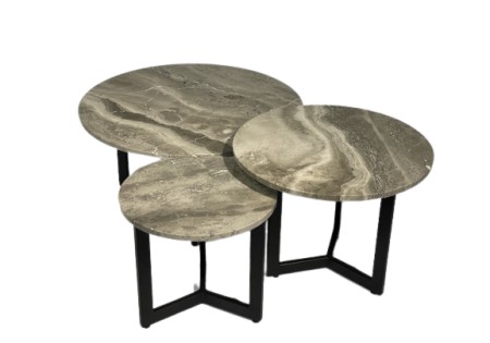 Brown Woods Marmer Set van 3 Tafels Bruin 45x45 - 65x65 - 80x80