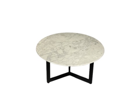  Luxery Arabescato Marmer Salontafel Wit Gepolijst Rond Onderstel-Driepoot 76,5x76,5 